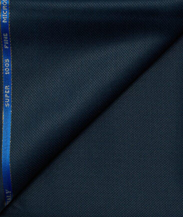 J.Hampstead Men's Wool Structured Super 100's1.30 Meter Unstitched Trouser Fabric (Royal Blue)