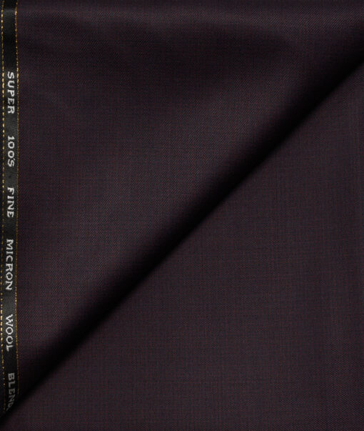 J.Hampstead Men's Wool Self Design Super 100's1.30 Meter Unstitched Trouser Fabric (Dark Wine)