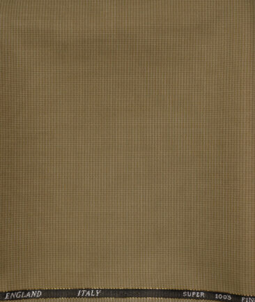J.Hampstead Men's Wool Structured Super 100's1.30 Meter Unstitched Trouser Fabric (Khakhi)