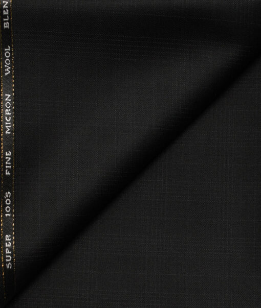 J.Hampstead Men's Wool Checks Super 100's1.30 Meter Unstitched Trouser Fabric (Black)
