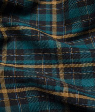 Raymond Men's Premium Cotton Checks Unstitched Shirting Fabric (Sea Green)