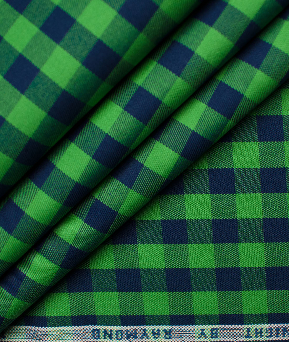 Raymond Men's Premium Cotton Checks Unstitched Shirting Fabric (Green & Blue)