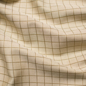 Raymond Men's Pure Cotton Checks Unstitched Shirting Fabric (Light Brown)