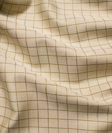 Raymond Men's Pure Cotton Checks Unstitched Shirting Fabric (Light Brown)