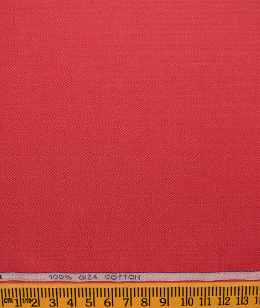 Raymond Men's Giza Cotton Striped Unstitched Shirting Fabric (Red)