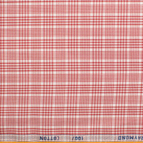 Raymond Men's Pure Cotton Checks Unstitched Shirting Fabric (White & Red)