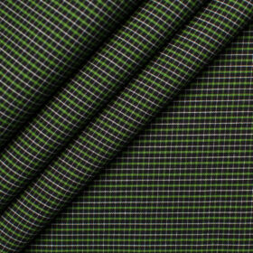 Raymond Men's Premium Cotton Checks Unstitched Shirting Fabric (Black & Green)