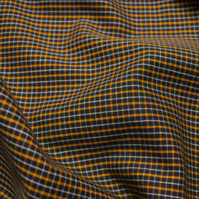 Raymond Men's Premium Cotton Checks Unstitched Shirting Fabric (Black & Yellow)