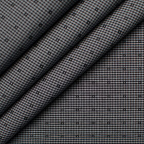 Raymond Men's Premium Cotton Checks Unstitched Shirting Fabric (Grey)