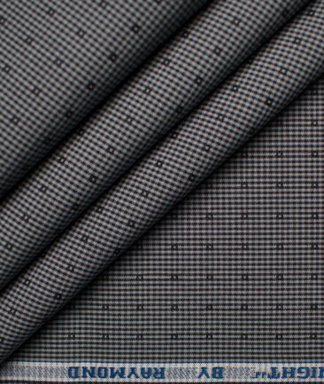Raymond Men's Premium Cotton Checks Unstitched Shirting Fabric (Grey)