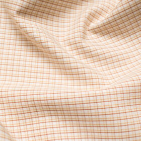 Raymond Men's Giza Cotton Checks Unstitched Shirting Fabric (White & Beige)