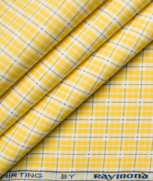 Raymond Men's Premium Cotton Checks Unstitched Shirting Fabric (Yellow)