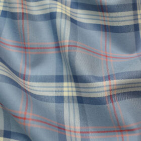 Soktas Men's Egyptian Cotton Checks Unstitched Shirting Fabric (Grey Blue)