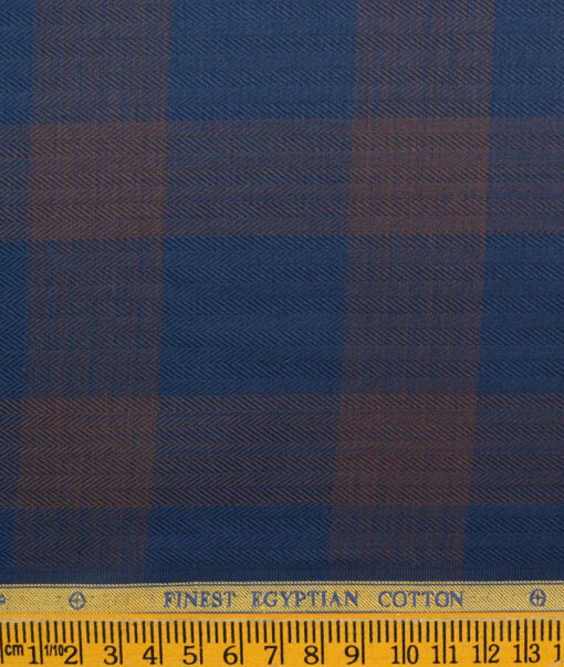 Soktas Men's Egyptian Cotton Checks Unstitched Shirting Fabric (Dark Royal Blue)