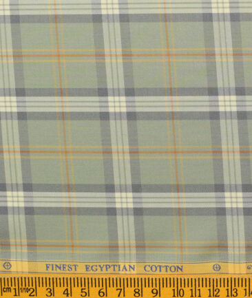 Soktas Men's Egyptian Cotton Checks Unstitched Shirting Fabric (Sage Green)