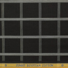 Soktas Men's Egyptian Cotton Checks Unstitched Shirting Fabric (Black)