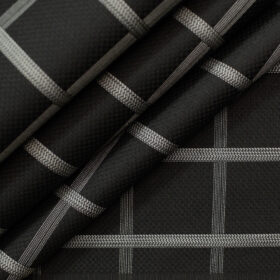 Soktas Men's Egyptian Cotton Checks Unstitched Shirting Fabric (Black)