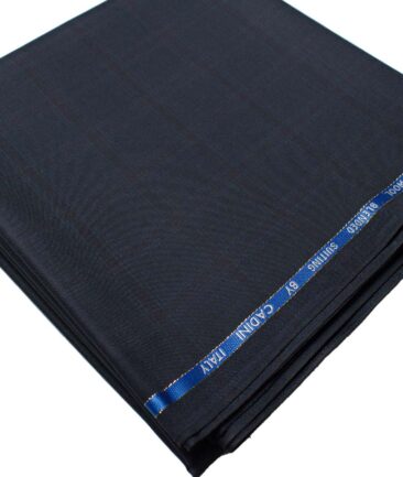 Cadini Men's  Wool Checks Super 90's 1.30 Meter Unstitched Trouser Fabric (Dark Blue)