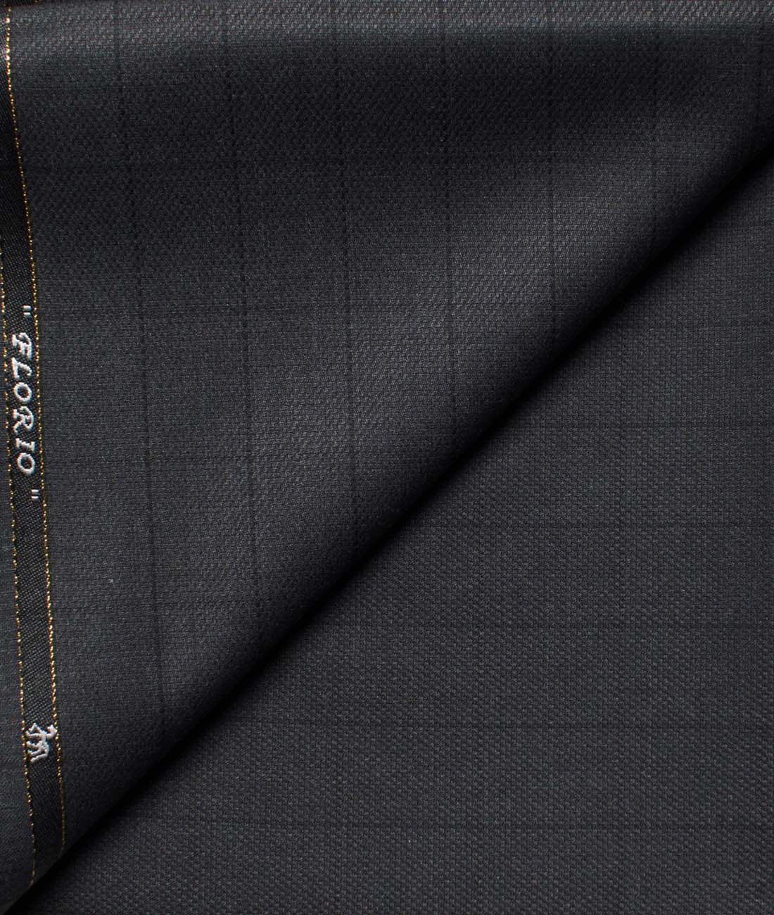Cadini Men's  Wool Checks Super 100's 1.30 Meter Unstitched Trouser Fabric (Dark Grey)