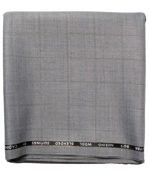 Cadini Men's  Wool Checks Super 90's 1.30 Meter Unstitched Trouser Fabric (Light Grey)