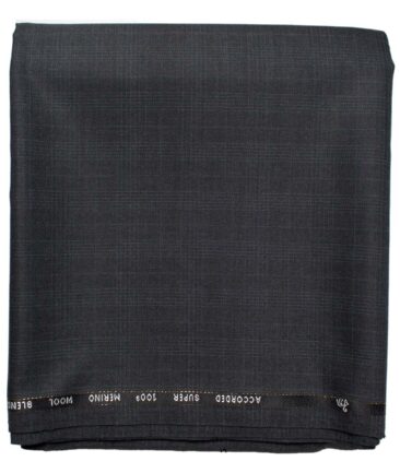 Cadini Men's  Wool Checks Super 100's 1.30 Meter Unstitched Trouser Fabric (Dark Grey)