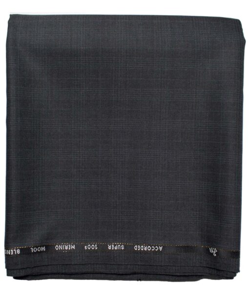 Cadini Men's Wool Checks Super 100's Unstitched Trouser Fabric (Dark Grey)