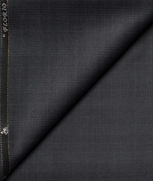 Cadini Men's  Wool Checks Super 100's 1.30 Meter Unstitched Trouser Fabric (Dark Grey)