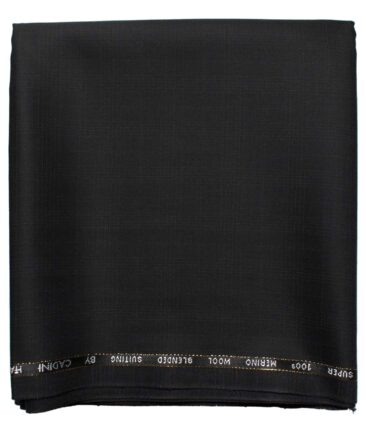 Cadini Men's  Wool Checks Super 100's 1.30 Meter Unstitched Trouser Fabric (Black)