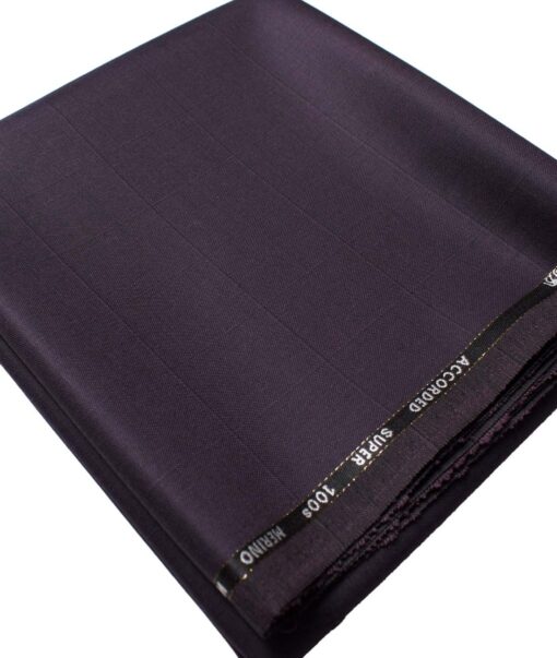 Cadini Men's  Wool Checks Super 100's 1.30 Meter Unstitched Trouser Fabric (Dark Purple)