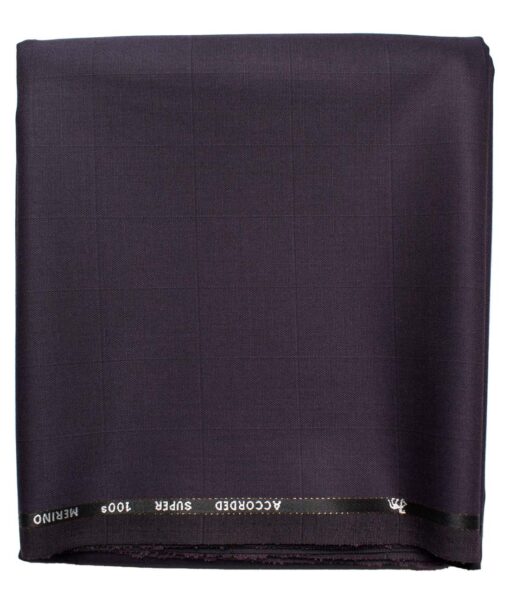 Cadini Men's  Wool Checks Super 100's 1.30 Meter Unstitched Trouser Fabric (Dark Purple)