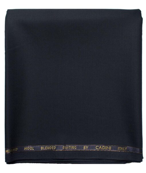 Cadini Men's  Wool Structured Super 90's 1.30 Meter Unstitched Trouser Fabric (Dark Blue)