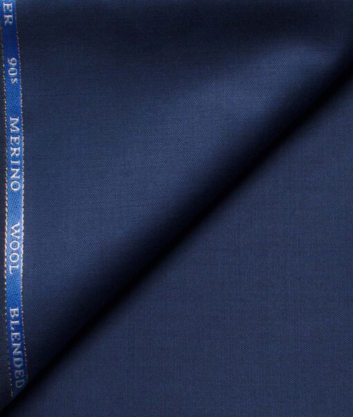 Cadini Men's  Wool Solids Super 90's 1.30 Meter Unstitched Trouser Fabric (Royal Blue)