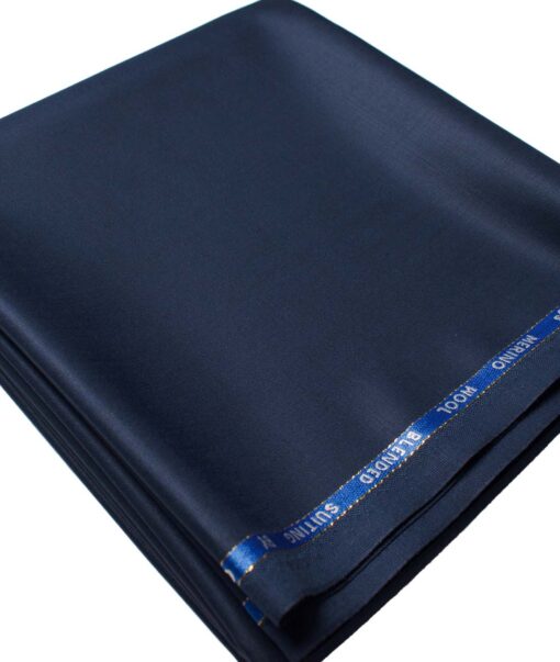Cadini Men's  Wool Solids Super 90's 1.30 Meter Unstitched Trouser Fabric (Dark Blue)
