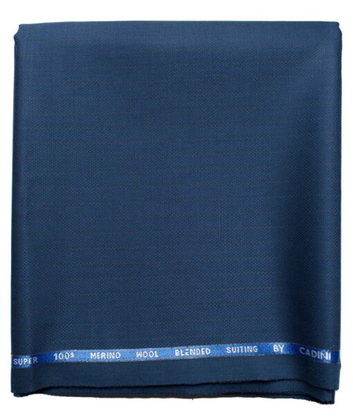 Cadini Men's  Wool Striped Super 100's 1.30 Meter Unstitched Trouser Fabric (Royal Blue)
