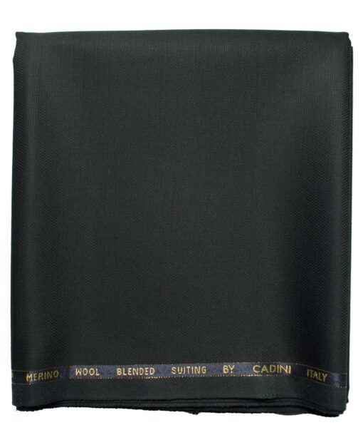 Cadini Men's  Wool Structured Super 90's 1.30 Meter Unstitched Trouser Fabric (Dark Green)
