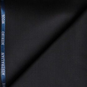 Cadini Men's  Wool Solids Super 120's 1.30 Meter Unstitched Trouser Fabric (Black)