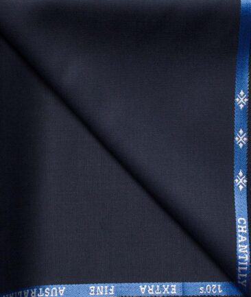 Cadini Men's  Wool Solids Super 120's 1.30 Meter Unstitched Trouser Fabric (Dark Blue)