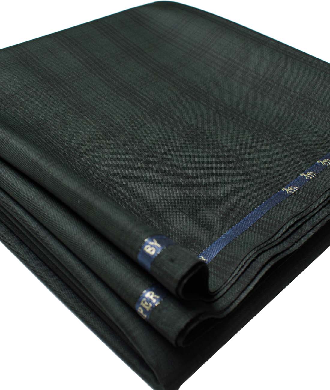 Cadini Men's  Wool Checks Super 120's 1.30 Meter Unstitched Trouser Fabric (Dark Green)