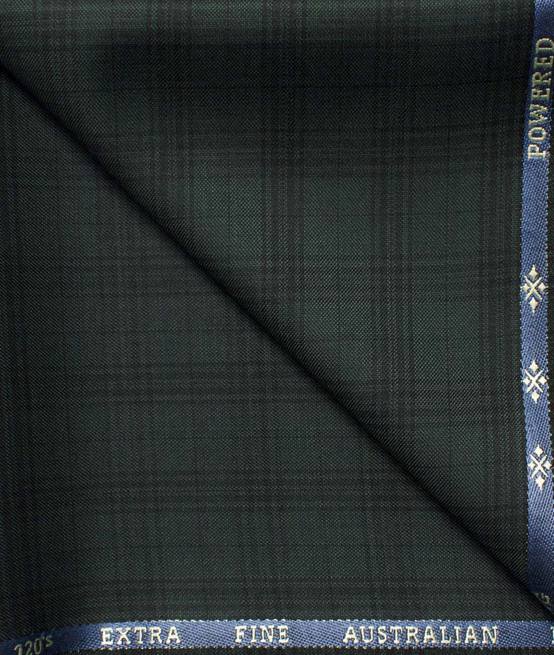 Cadini Men's  Wool Checks Super 120's 1.30 Meter Unstitched Trouser Fabric (Dark Green)