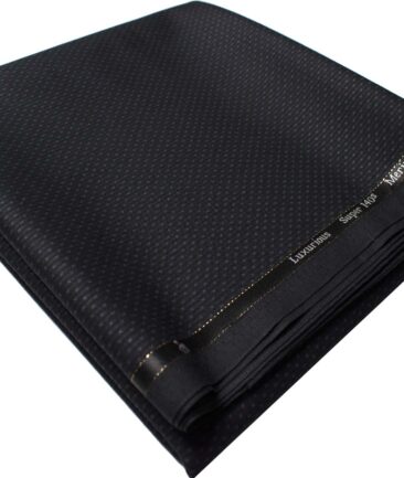 Cadini Men's  Wool Structured Super 140's 1.30 Meter Unstitched Trouser Fabric (Black & Grey)