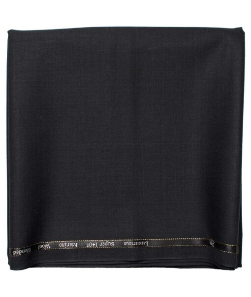 Cadini Men's  Wool Self Design Super 140's 1.30 Meter Unstitched Trouser Fabric (Dark Worsted Grey)