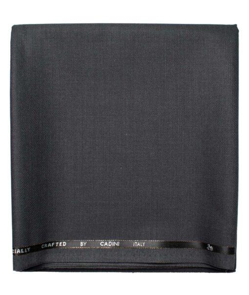 Cadini Men's  Wool Structured Super 120's 1.30 Meter Unstitched Trouser Fabric (Dark Grey)