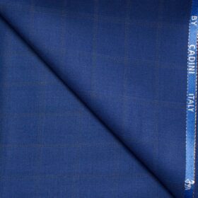Cadini Men's  Wool Checks Super 90's 1.30 Meter Unstitched Trouser Fabric (Royal Blue)