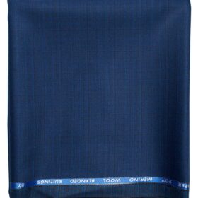 Cadini Men's  Wool Checks Super 90's 1.25 Meter Unstitched Trouser Fabric (Royal Blue)