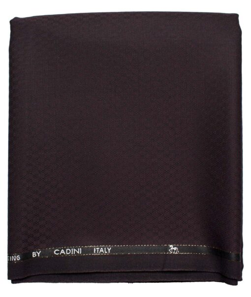 Cadini Men's  Wool Structured Super 100's 1.25 Meter Unstitched Trouser Fabric (Dark Wine)