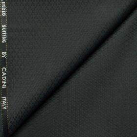 Cadini Men's  Wool Structured Super 90's 1.25 Meter Unstitched Trouser Fabric (Dark Green)