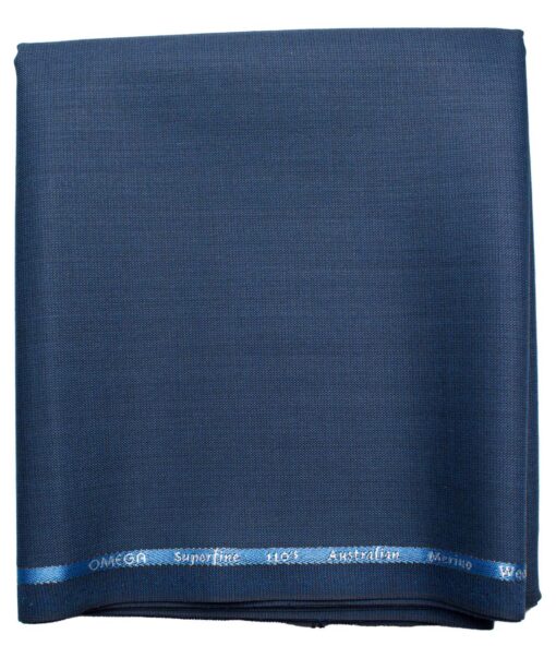 Cadini Men's  Wool Self Design Super 110's 1.25 Meter Unstitched Trouser Fabric (Blue)
