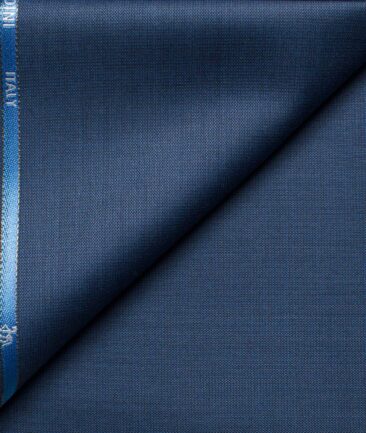 Cadini Men's  Wool Self Design Super 110's 1.25 Meter Unstitched Trouser Fabric (Blue)