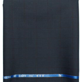 Cadini Men's  Wool Checks Super 130's 1.20 Meter Unstitched Trouser Fabric (Dark Blue)