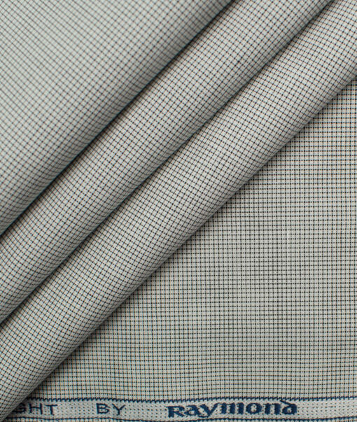 Raymond Men's Premium Cotton Checks 2.25 Meter Unstitched Shirting Fabric (White & Black)